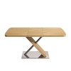 JUJABU Dining Table, for 4-6 People, with Crossed Metal Base and Stainless Steel Tubes, Extendable desktop - 2 of 4