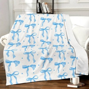 Cute Red Bow Throw Blanket,Red Bow Flannel Throw Blankets Gifts for Women Girls,Aesthetic Preppy Bowknot Coquette Warm Blanket Room Decor. - 1 of 4