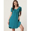 cheibear Women's Soft Front Button Short Sleeve Sleepwear Lounge Nightgown with Pockets - 2 of 4