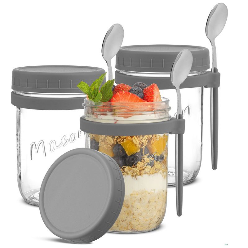 JoyJolt Dawn Overnight Oats Glass Containers with Spoon, 1 of 7