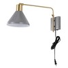 20.5" LED 1-Light Max Swing Arm Mid-Century Iron USB Charging Port Wall Sconce Gray/Brass - JONATHAN Y: Adjustable, Plug-In Fixture - 4 of 4