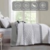 Boho King Size Gray Farmhouse Quilt Set, Striped Lightweight Bedding 104x90 3 Pieces - 3 of 4