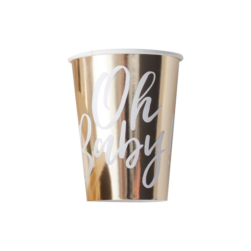 76oz 8ct &#39;Oh Baby&#39; Foiled Paper Cups Rose Gold, 2 of 3