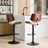 Kumasinova Walnut Bentwood Bar Stools Set of 1/2,360°Swivel Counter Height Barstools with Adjustable Height,25-33"PU Leather Counter Stools - 2 of 4