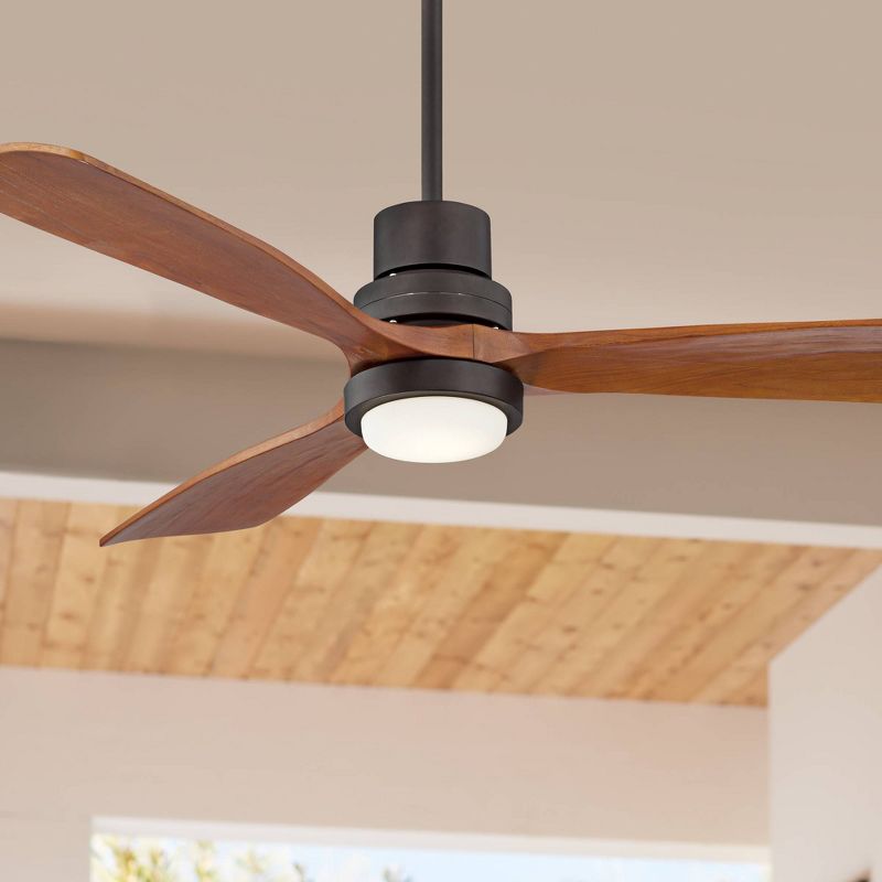 52" Casa Vieja Delta-Wing DC Modern Indoor Outdoor Ceiling Fan with LED Light Oil Rubbed Bronze Solid Wood Damp Rated for Patio Exterior House Home, 2 of 11