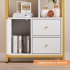 Gold Bookshelf Modern Bookcase with Drawers Storage Rack Shelf Tall Standing Bookshelves Metal Frame Large Display Racks Unique Book Shelf - 3 of 4