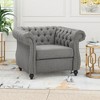39.5" Upholstered Fabric Chesterfield Club Chair with Sophisticated Style and Plush Texture - 4 of 4