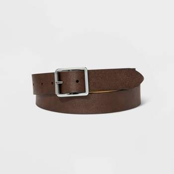 Chocolate Brown Textured Leather Dress Belt