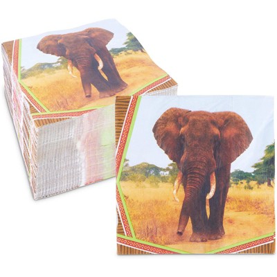 Sparkle and Bash 150 Pack Elephant Animal Luncheon Disposable Napkin Napkins Jungle Safari Birthday Party Supplies