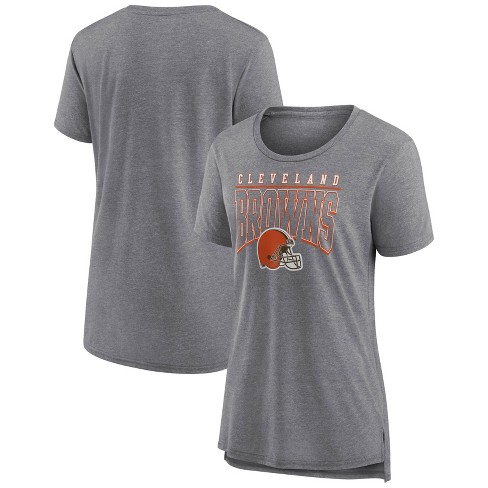 NFL Cleveland Browns Women's Champ Caliber Heather Short Sleeve Scoop Neck  Triblend T-Shirt - S