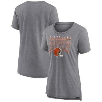 NFL Cleveland Browns Women's Champ Caliber Heather Short Sleeve Scoop Neck Triblend T-Shirt