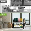 LunaLulinlk 2-Tier Dish Rack for Kitchen, Compact Dishing Rack with Utensil Holder, Cutting Board Holder, Kitchen Dishes Storage and Organizers - 2 of 4
