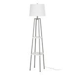 58" Metal Floor Lamp with Shelves Gray - Cresswell Lighting