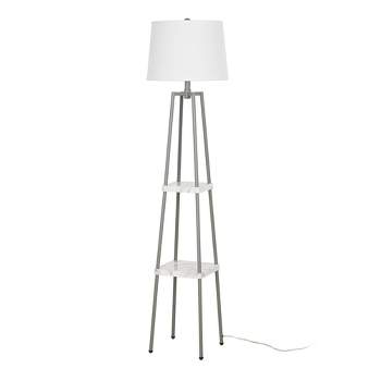 58" Metal Floor Lamp with Shelves Gray - Cresswell Lighting