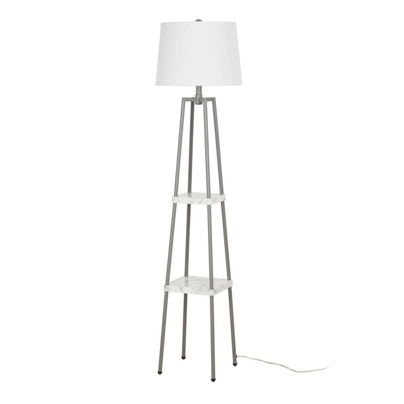 58&#34; Metal Floor Lamp with Shelves Gray - Cresswell Lighting, 1 of 8