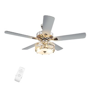 Costway 52'' Classical Crystal Ceiling Fan Lamp w/ Reversible Blades Remote Control Home - 1 of 4