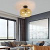 DAKAFUL Boho Semi Flush Mount Ceiling Light with Handmade Rattan Wicker Lampshade, 3-Light Chandelier for Bedroom/Living Room/Kitchen - 3 of 4