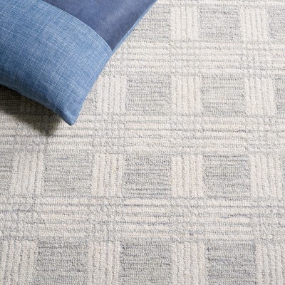 Ivory and Gray Round Handmade Tufted Wool Rug