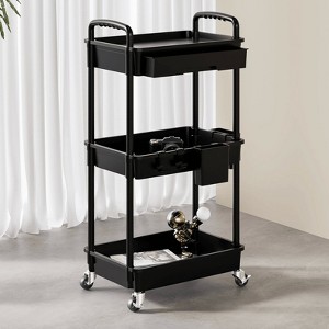 BEAFUP 3 Tier Rolling Storage Cart,Utility Cart With Drawers,Utility Cart Rolling Storage Organizer Tool For Kitchen,Bathroom,Living Room - 1 of 4