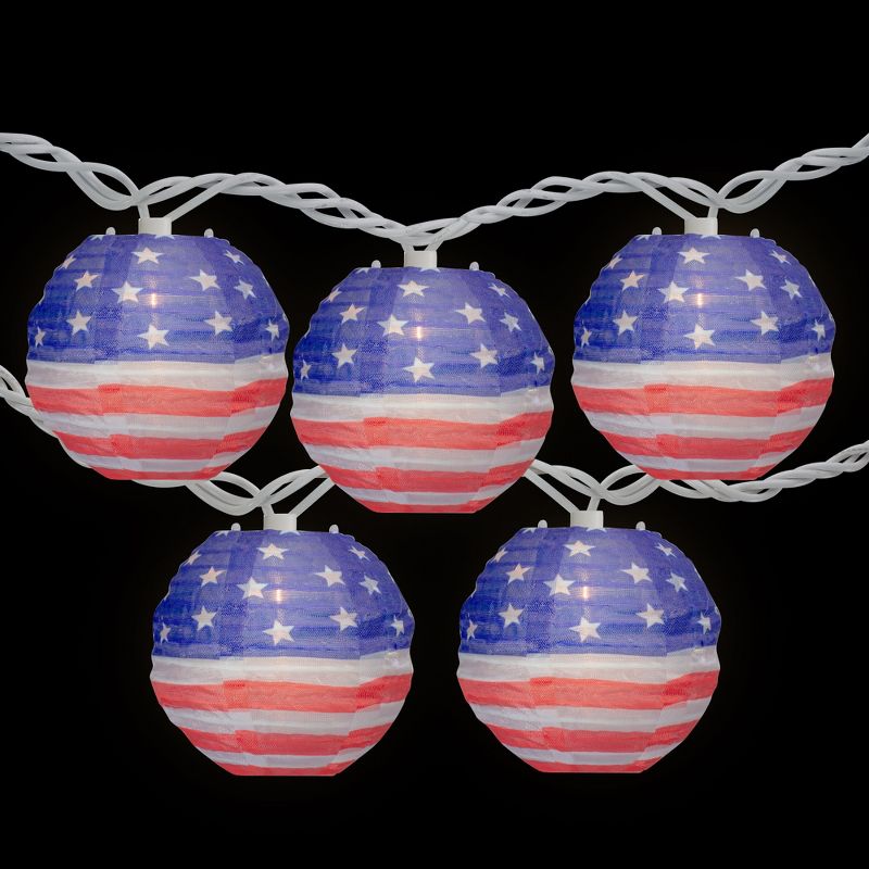 Northlight 10-Count American Flag 4th of July Paper Lantern Lights, 8.5ft White Wire, 3 of 8