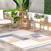 Nuloom Adira Geometric 4x6 Indoor/Outdoor Area Rug for Living Room Patio Deck Front Porch Kitchen, Blue/Beige - 2 of 4