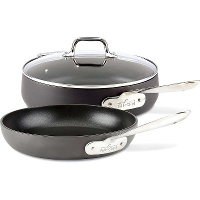 All-Clad HA1 Hard Anodized Nonstick Saute Pan with Lid and Fry Pan Set 4 Quart, 10 Inch