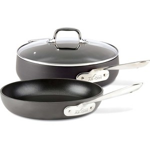 All-Clad HA1 Hard Anodized Nonstick Saute Pan with Lid and Fry Pan Set 4 Quart, 10 Inch - 1 of 4
