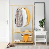 Costway Bamboo Garment Rack Clothes Hanging Rack w/2-Tier Storage Shelf Entryway Bedroom - 3 of 4