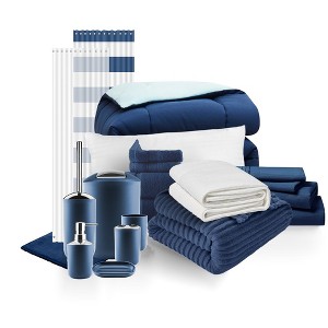 Nestl 19 PC Complete College Dorm Room Twin XL Bedding Bundle, Bed in a Bag Comforter Set - 1 of 4