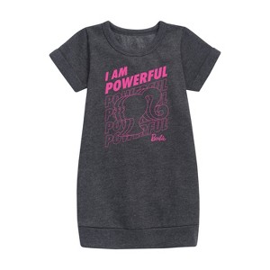 - Barbie - I Am Powerful Graphic Short Sleeve Fleece Dress - 1 of 2