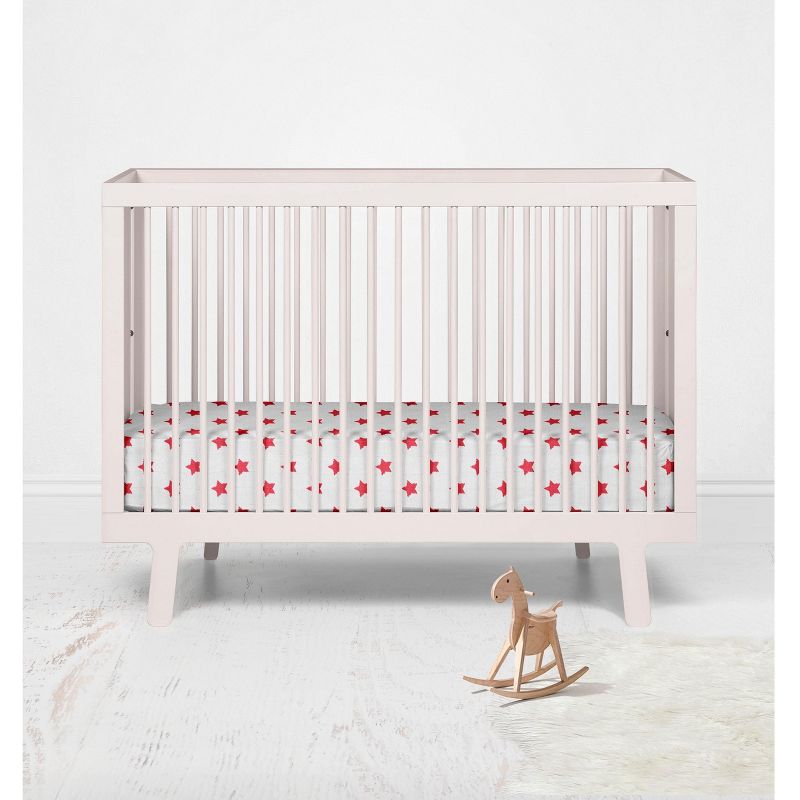 Bacati - Stars Red Ikat Muslin 100 percent Cotton Universal Baby US Standard Crib or Toddler Bed Fitted Sheet, 4 of 6