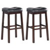 NicBex Counter Stools Set of 2 with Padded,25"/30" Backless Bar Stools with Footrest,Barstools with Rubber Wood Frame for Island,Bar,Black&Cappuccino - 2 of 4