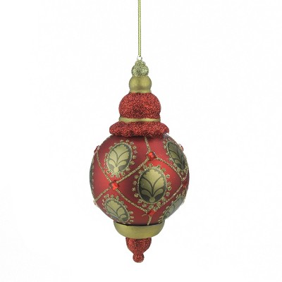 Kurt S. Adler 6.25" Middle Eastern Style Transparent Glitter Finial Christmas Ornament - Red/Green