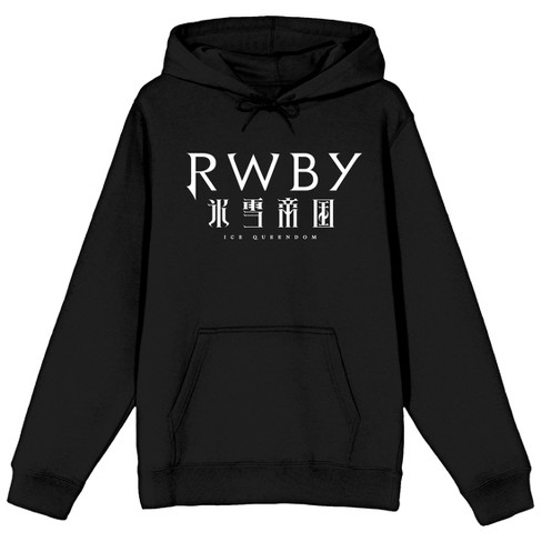 RWBY Ice Queendom Huntress Icons With Logo Long Sleeve Black Adult Hooded Sweatshirt Small