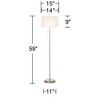 Possini Euro Design Simplicity Modern Floor Lamp 59" Tall Brushed Nickel Silver Off White Tapered Drum Shade for Living Room Bedroom Office House Home - 4 of 4
