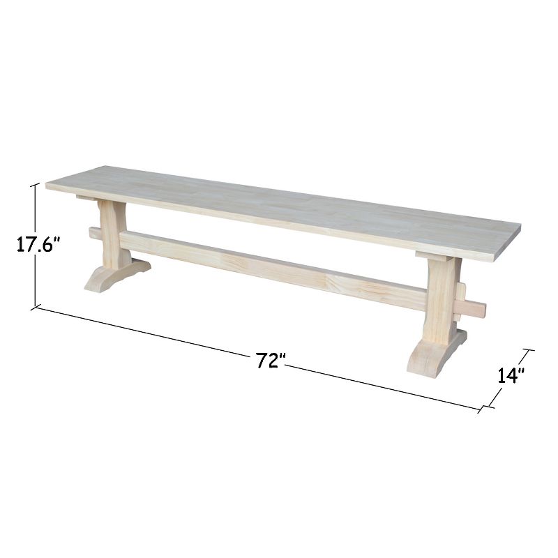 72" Trestle Bench Unfinished - International Concepts, 6 of 10