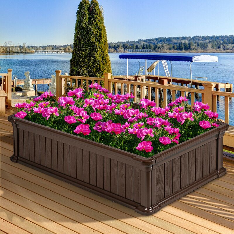 Costway 48''x24'' Raised Garden Bed Rectangle Plant Box Planter Flower Vegetable Brown, 4 of 11