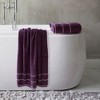 Luxury Cotton Towel Set- 2 Piece Bath Sheet Set Made From 100% Zero Twist Cotton- Quick Dry, Soft and Absorbent By Hastings Home (Eggplant / White) - 4 of 4