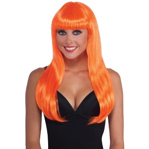Forum Novelties Women's Neon Orange Long Wig - 1 of 1
