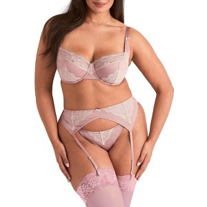 Adore Me Women's Amrenn Garter Belt Lingerie 3X / Pale Mauve Beige