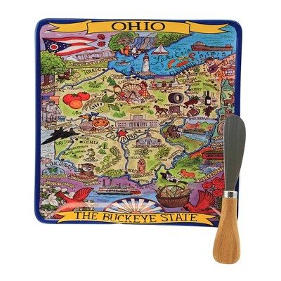 Tabletop 8.0" Ohio Souvenir Cheese Plate Buckeye State Spreader Certified International  -  Serving Platters