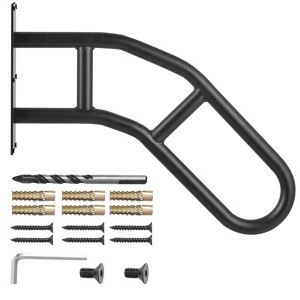 VEVOR Handrails for Outdoor Steps, 29" Length Wall Mount Safety Railings for 1-3 Steps, U-Shaped Handrail with Matte Black Finished, Stair Handrails - 1 of 4