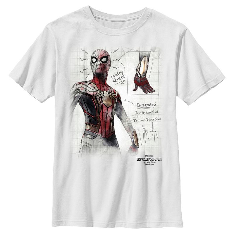 Boy's Marvel Spider-Man: No Way Home Integrated Suit Sketch T-Shirt, 1 of 5