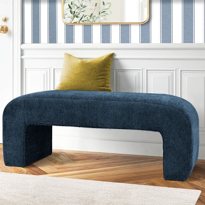 Lily 47" Upholstered Scroll Velvet Waterfall Bench/Chenille Entryway Bench-Maison Boucle