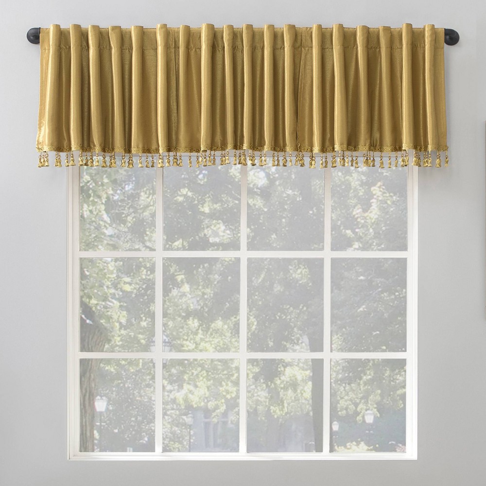 Photos - Curtain Rod / Track 50"x17" Sun Zero Blackout Evelina Faux Dupioni Silk Beaded Tassels Curtain