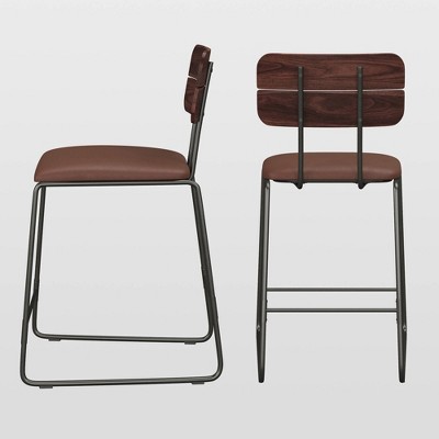 Set of 2 Urban Wood Back Upholstered Counter Stools - Saracina Home