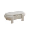 AndMakers Off-White Cotton Oval Ottoman with Storage - 4 of 4