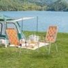 DOMETOUR Set of 2 Webbed Folding Beach Chairs, Outdoor Patio Lawn Foldable Chairs for Camping Fishing Yard Poolside BBQ, Orange & White - 3 of 4