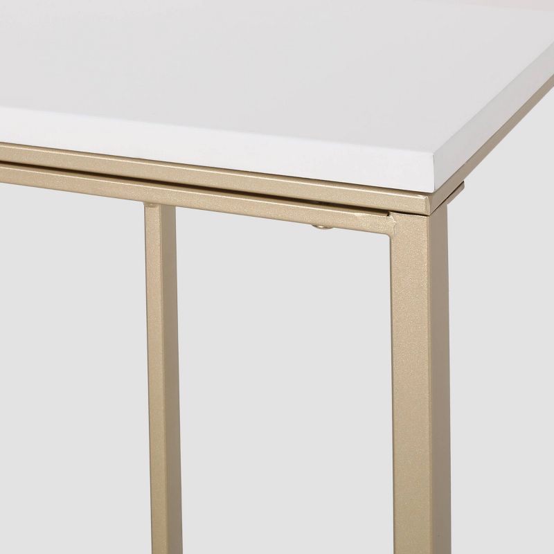 Set of 2 Baywinds Modern Glam C-Shaped Accent Table White/Champagne Gold - Christopher Knight Home, 6 of 7