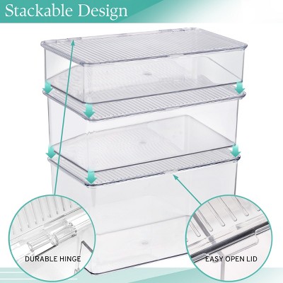 Sorbus 3 Piece Variety Clear Storage Bins For Pantry & Fridge With Hinged Lids - Perfect Cabinet Organizer and Storage for Kitchen — фото 6